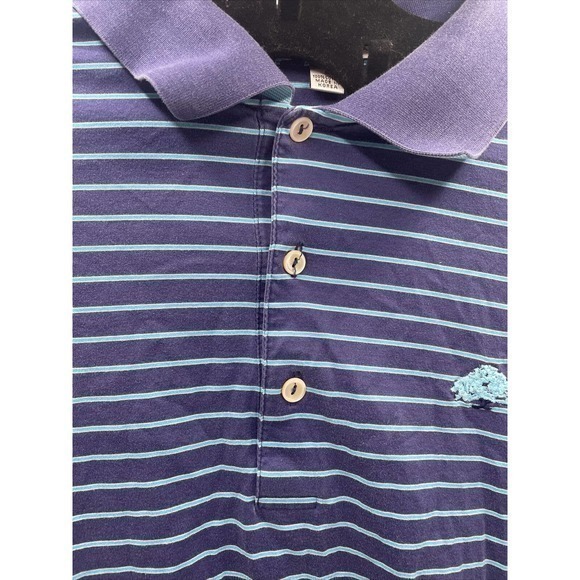 Peter Millar Polo Mens Large Summer Comfort Colorful Fun Striped Golf Shirt Blue - Picture 3 of 7